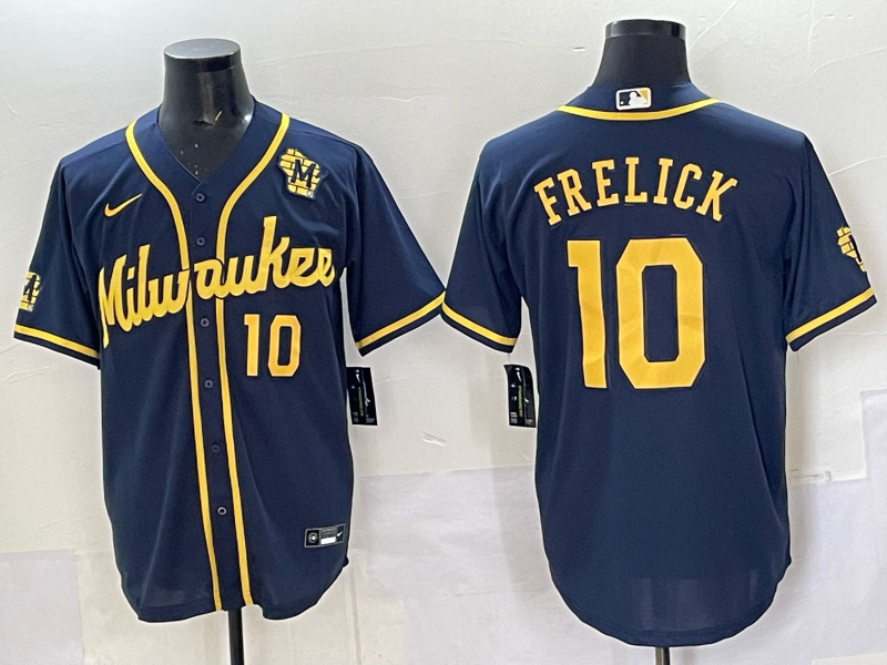 Men Milwaukee Brewers #10 Frelick blue MLB 2025 Nike Jersey 007